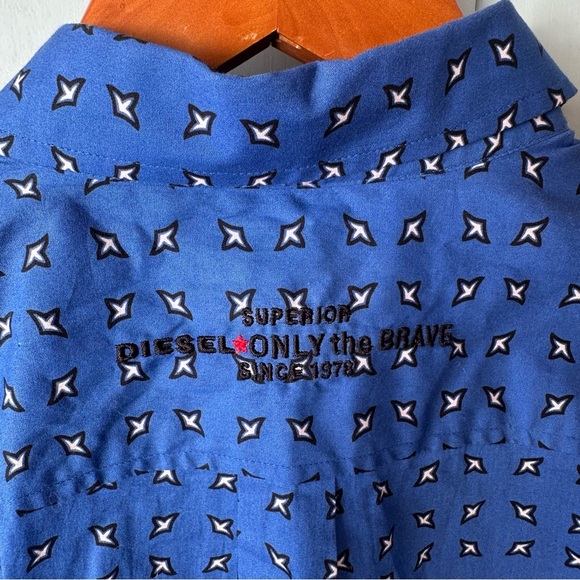 Diesel Blue Geometric Button Down Shirt - Picture 8 of 10